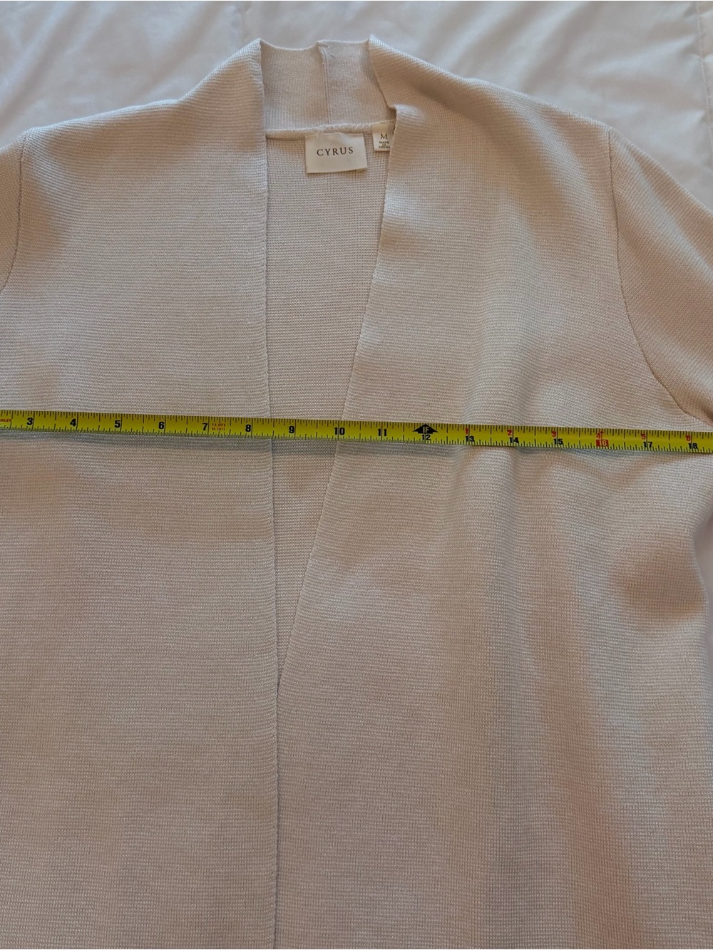 Cyrus Cream Open-Front Knit Cardigan with Gold Buttons - Picture 7 of 8